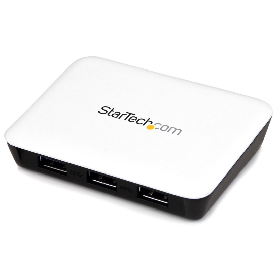 Picture of StarTech.com USB 3.0 to Gigabit Ethernet NIC Network Adapter with 3 Port Hub - White