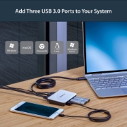 Picture of StarTech.com USB 3.0 to Gigabit Ethernet NIC Network Adapter with 3 Port Hub - White