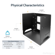 Picture of StarTech.com Wall-Mount Server Rack with Built-in Shelf - Solid Steel - 8U