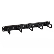 Picture of StarTech.com 1U 19" Cable Management Organizer - D Ring Hook Network/Server Rack Cord Manager - Data Center Horizontal Wire Panel with Passthrough Holes w/Mounting HW - EIA/ECA-310-E