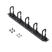 Picture of StarTech.com 1U 19" Cable Management Organizer - D Ring Hook Network/Server Rack Cord Manager - Data Center Horizontal Wire Panel with Passthrough Holes w/Mounting HW - EIA/ECA-310-E