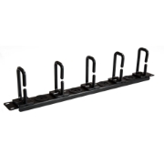 Picture of StarTech.com 1U 19" Cable Management Organizer - D Ring Hook Network/Server Rack Cord Manager - Data Center Horizontal Wire Panel with Passthrough Holes w/Mounting HW - EIA/ECA-310-E