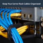 Picture of StarTech.com 1U 19" Cable Management Organizer - D Ring Hook Network/Server Rack Cord Manager - Data Center Horizontal Wire Panel with Passthrough Holes w/Mounting HW - EIA/ECA-310-E