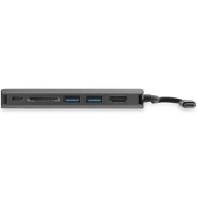 Picture of StarTech.com USB C Multiport Adapter - USB-C Travel Dock to 4K HDMI, 3x USB 3.0 Hub, SD/SDHC, GbE, 60W PD 3.0 Pass-Through - USB Type-C/Thunderbolt 3 - Replaces DKT30CSDHPD