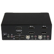 Picture of StarTech.com 2 Port Dual DisplayPort USB KVM Switch with Audio & USB 2.0 Hub