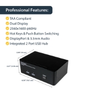 Picture of StarTech.com 2 Port Dual DisplayPort USB KVM Switch with Audio & USB 2.0 Hub