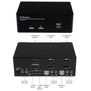 Picture of StarTech.com 2 Port Dual DisplayPort USB KVM Switch with Audio & USB 2.0 Hub