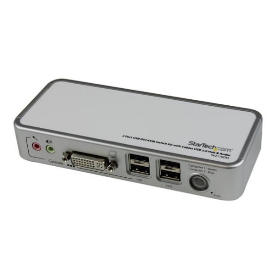 Picture of StarTech.com 2 Port USB DVI KVM Switch Kit with Cables USB 2.0 Hub & Audio