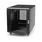 Picture of StarTech.com 4-Post 12U Server Rack Cabinet, Lockable 19" Data Rack Cabinet for Computer / AV / IT Equipment, Office / Home Network Rack with Casters & Adjustable Mounting Rails