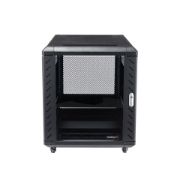 Picture of StarTech.com 4-Post 12U Server Rack Cabinet, Lockable 19" Data Rack Cabinet for Computer / AV / IT Equipment, Office / Home Network Rack with Casters & Adjustable Mounting Rails