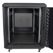 Picture of StarTech.com 4-Post 12U Server Rack Cabinet, Lockable 19" Data Rack Cabinet for Computer / AV / IT Equipment, Office / Home Network Rack with Casters & Adjustable Mounting Rails