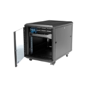 Picture of StarTech.com 4-Post 12U Server Rack Cabinet, Lockable 19" Data Rack Cabinet for Computer / AV / IT Equipment, Office / Home Network Rack with Casters & Adjustable Mounting Rails