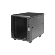 Picture of StarTech.com 4-Post 12U Server Rack Cabinet, Lockable 19" Data Rack Cabinet for Computer / AV / IT Equipment, Office / Home Network Rack with Casters & Adjustable Mounting Rails