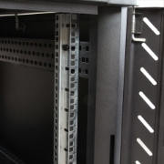 Picture of StarTech.com 4-Post 12U Server Rack Cabinet, Lockable 19" Data Rack Cabinet for Computer / AV / IT Equipment, Office / Home Network Rack with Casters & Adjustable Mounting Rails