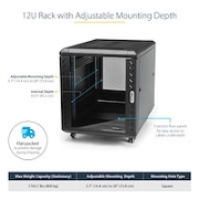 Picture of StarTech.com 4-Post 12U Server Rack Cabinet, Lockable 19" Data Rack Cabinet for Computer / AV / IT Equipment, Office / Home Network Rack with Casters & Adjustable Mounting Rails