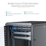 Picture of StarTech.com 4-Post 12U Server Rack Cabinet, Lockable 19" Data Rack Cabinet for Computer / AV / IT Equipment, Office / Home Network Rack with Casters & Adjustable Mounting Rails