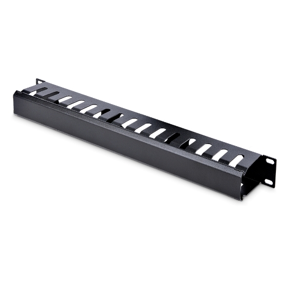 Picture of StarTech.com Horizontal 1U Server Rack Cable Management Finger Duct w/ Cover - 19" Network Rack Wire Duct Raceway Panel - Slotted Wire Duct