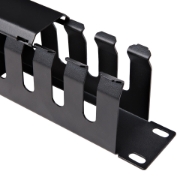 Picture of StarTech.com Horizontal 1U Server Rack Cable Management Finger Duct w/ Cover - 19" Network Rack Wire Duct Raceway Panel - Slotted Wire Duct