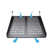 Picture of StarTech.com 2U Server Rack Shelf - Universal Vented Rack Mount Cantilever Tray for 19" Network Equipment Rack & Cabinet - Heavy Duty Steel – Weight Capacity 50lb/23kg - 22" Deep Shelf, Black