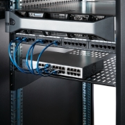 Picture of StarTech.com 2U Server Rack Shelf - Universal Vented Rack Mount Cantilever Tray for 19" Network Equipment Rack & Cabinet - Heavy Duty Steel – Weight Capacity 50lb/23kg - 22" Deep Shelf, Black