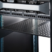 Picture of StarTech.com 2U Server Rack Shelf - Universal Vented Rack Mount Cantilever Tray for 19" Network Equipment Rack & Cabinet - Heavy Duty Steel – Weight Capacity 50lb/23kg - 22" Deep Shelf, Black