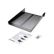 Picture of StarTech.com 2U Server Rack Shelf - Universal Vented Rack Mount Cantilever Tray for 19" Network Equipment Rack & Cabinet - Heavy Duty Steel – Weight Capacity 50lb/23kg - 22" Deep Shelf, Black