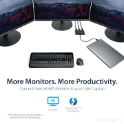 Picture of StarTech.com 3-Port Multi Monitor Adapter - USB-C to 3x HDMI Video Splitter - USB Type-C to HDMI MST Hub - Dual 4K 30Hz or Triple 1080p - Thunderbolt 3 Compatible - Windows Only