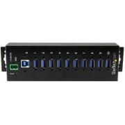 Picture of StarTech.com 10-Port Industrial USB 3.0 Hub - ESD and Surge Protection~10-Port USB 3.0 Hub - 5Gbps - Metal Industrial USB-A Hub with ESD & Surge Protection - Din Rail, Wall or Desk Mountable - TAA Compliant USB Expander Hub