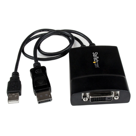Picture of StarTech.com DisplayPort to DVI Dual Link Active Adapter - DisplayPort to DVI-D Adapter Video Converter 2560x1600 60Hz - DP 1.2 to DVI Monitor - USB Powered - Latching DP Connector
