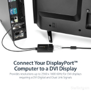 Picture of StarTech.com DisplayPort to DVI Dual Link Active Adapter - DisplayPort to DVI-D Adapter Video Converter 2560x1600 60Hz - DP 1.2 to DVI Monitor - USB Powered - Latching DP Connector