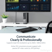 Picture of StarTech.com DisplayPort to DVI Dual Link Active Adapter - DisplayPort to DVI-D Adapter Video Converter 2560x1600 60Hz - DP 1.2 to DVI Monitor - USB Powered - Latching DP Connector
