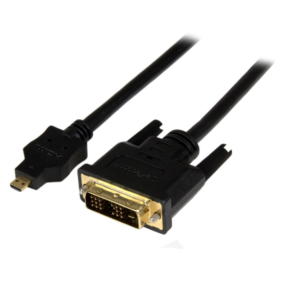 Picture of StarTech.com 6ft (2m) Micro HDMI to DVI Cable - Micro HDMI to DVI Adapter Cable - Micro HDMI Type-D Device to DVI-D Single Link Monitor/Display/Projector Video Converter Cord - Durable