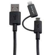 Picture of StarTech.com 1 m (3 ft.) 2 in 1 Charging Cable - USB to Lightning or Micro-USB for iPhone / iPad / iPod / Android - Apple MFi Certified - Multi Phone Charger - USB 2.0