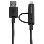 Picture of StarTech.com 1 m (3 ft.) 2 in 1 Charging Cable - USB to Lightning or Micro-USB for iPhone / iPad / iPod / Android - Apple MFi Certified - Multi Phone Charger - USB 2.0