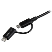 Picture of StarTech.com 1 m (3 ft.) 2 in 1 Charging Cable - USB to Lightning or Micro-USB for iPhone / iPad / iPod / Android - Apple MFi Certified - Multi Phone Charger - USB 2.0