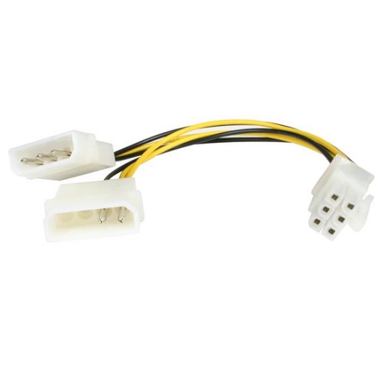 Picture of StarTech.com 6in LP4 to 6 Pin PCI Express Video Card Power Cable Adapter