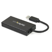 Picture of StarTech.com 3-Port Portable USB 3.0 Hub plus Gigabit Ethernet - Aluminum with Built-in Cable~3-Port Portable USB 3.0 Hub plus Gigabit Ethernet - 5Gbps - Aluminum with Built-in Cable