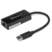 Picture of StarTech.com USB 3.0 to Gigabit Ethernet Adapter NIC w/ USB Port - Black