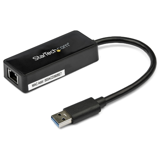Picture of StarTech.com USB 3.0 to Gigabit Ethernet Adapter NIC w/ USB Port - Black