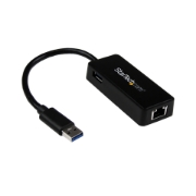 Picture of StarTech.com USB 3.0 to Gigabit Ethernet Adapter NIC w/ USB Port - Black