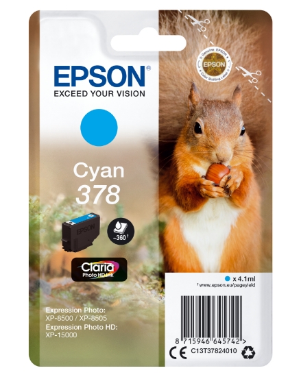 Picture of Epson Squirrel Singlepack Cyan 378 Claria Photo HD Ink