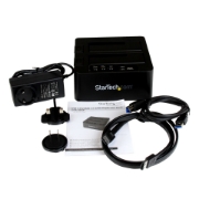 Picture of StarTech.com Dual Bay Hard Drive Duplicator, Standalone USB 3.0 (5 Gbps) / eSATA to 2.5/3.5" SATA III HDD/SSD Cloner/Copier, Hard Drive Docking Station, Hard Disk Cloner