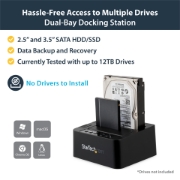 Picture of StarTech.com Dual Bay Hard Drive Duplicator, Standalone USB 3.0 (5 Gbps) / eSATA to 2.5/3.5" SATA III HDD/SSD Cloner/Copier, Hard Drive Docking Station, Hard Disk Cloner