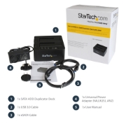 Picture of StarTech.com Dual Bay Hard Drive Duplicator, Standalone USB 3.0 (5 Gbps) / eSATA to 2.5/3.5" SATA III HDD/SSD Cloner/Copier, Hard Drive Docking Station, Hard Disk Cloner