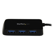 Picture of StarTech.com Portable 4 Port SuperSpeed Mini USB 3.0 Hub - Black~Portable 4 Port SuperSpeed Mini USB 3.0 Hub - 5Gbps - Black