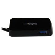 Picture of StarTech.com Portable 4 Port SuperSpeed Mini USB 3.0 Hub - Black~Portable 4 Port SuperSpeed Mini USB 3.0 Hub - 5Gbps - Black