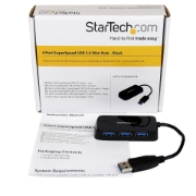 Picture of StarTech.com Portable 4 Port SuperSpeed Mini USB 3.0 Hub - Black~Portable 4 Port SuperSpeed Mini USB 3.0 Hub - 5Gbps - Black