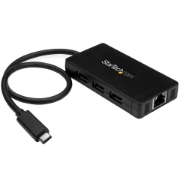 Picture of StarTech.com 3-Port USB 3.0 Hub plus Gigabit Ethernet - USB-C - Includes Power Adapter~3-Port USB-C Hub with Gigabit Ethernet - USB-C to 3x USB-A - USB 3.0 (5Gbps) - Includes Power Adapter