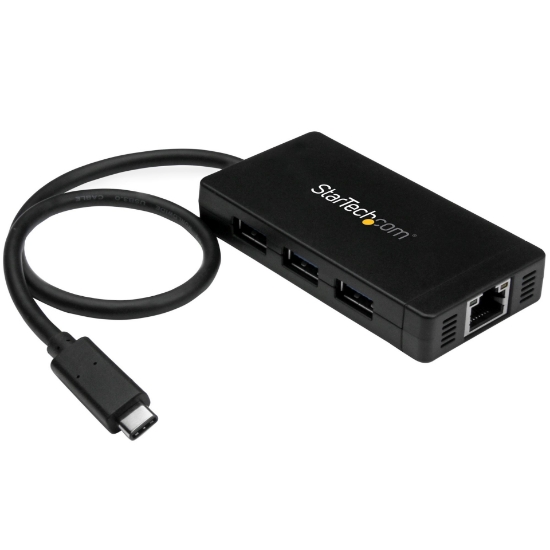 Picture of StarTech.com 3-Port USB 3.0 Hub plus Gigabit Ethernet - USB-C - Includes Power Adapter~3-Port USB-C Hub with Gigabit Ethernet - USB-C to 3x USB-A - USB 3.0 (5Gbps) - Includes Power Adapter