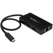 Picture of StarTech.com 3-Port USB 3.0 Hub plus Gigabit Ethernet - USB-C - Includes Power Adapter~3-Port USB-C Hub with Gigabit Ethernet - USB-C to 3x USB-A - USB 3.0 (5Gbps) - Includes Power Adapter
